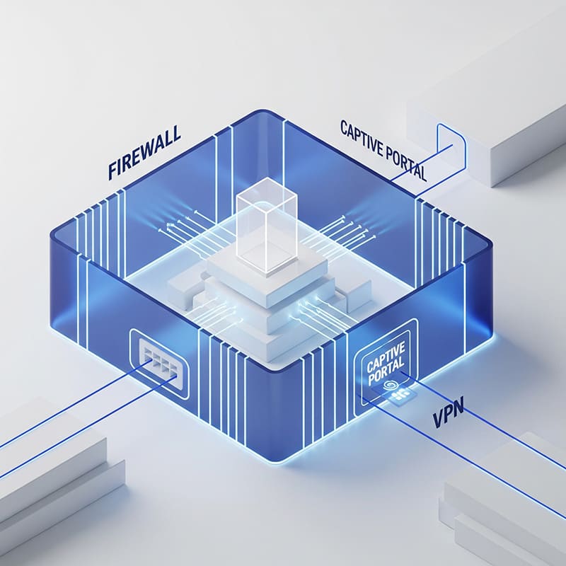 Illustrazione - Firewall, Captive Portal e VPN